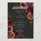Elegant Moody Muted Rust & Bourgondië Bloemen brui Menu (Voorkant)