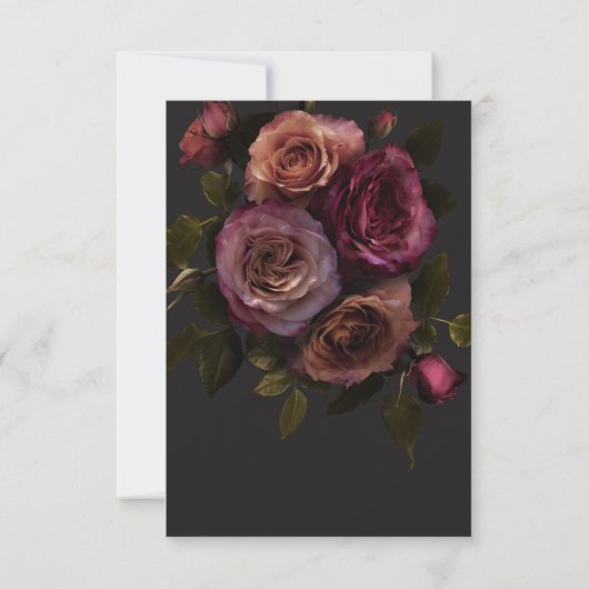 Elegant Moody Muted Rust & Bourgondië Bloemen brui Save The Date (Achterkant)