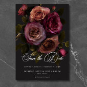 Elegant Moody Muted Rust & Bourgondië Bloemen brui Save The Date