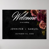 Elegant Moody Muted Rust & Bourgondië Bloemen Welk Poster (Voorkant)