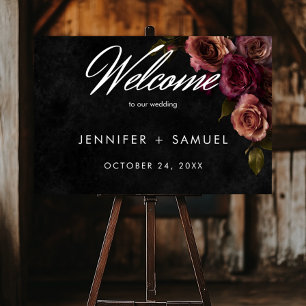 Elegant Moody Muted Rust & Bourgondië Bloemen Welk Poster