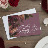 Elegant Moody Soft Rust & Burgundy Floral Wedding Bedankkaart