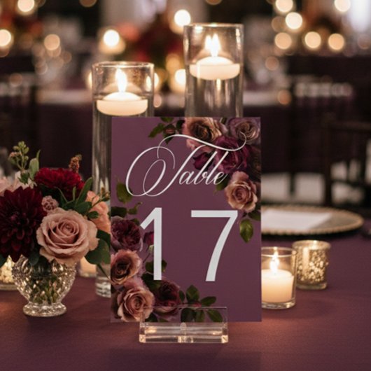 Elegant Moody Soft Rust & Burgundy Floral Wedding Kaart