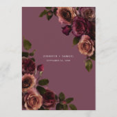 Elegant Moody Soft Rust & Burgundy Floral Wedding Menu (Achterkant)