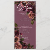Elegant Moody Soft Rust & Burgundy Floral Wedding Menu (Voorkant)