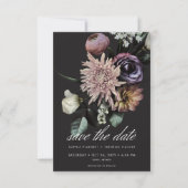Elegant Moody Twilight Gedempte Bloemen Bruiloft Save The Date (Voorkant)