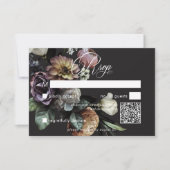 Elegant Moody Twilight Muted Floral QR Code RSVP Kaartje (Voorkant)