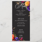 Élégant Moody Vibrant Harvest Floral Mariage Menu (Devant)