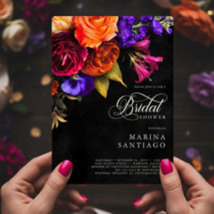 Elegant Moody Vibrant Harvest Floral Vrijgezellenf Kaart