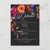 Elegant Moody Vibrant Oogst Bloemen Details Informatiekaartje (Voorkant)