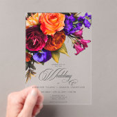 Elegant Moody Vibrant Oogst Bloemenbruiloft Acryl Uitnodigingen (Insitu (Draagbaar))