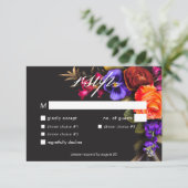 Elegant Moody Vibrant Oogst Bloemendiner RSVP Kaartje (Staand voorkant)