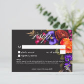 Elegant Moody Vibrant Sunset Bloemen Geen Diner RSVP Kaartje (Staand voorkant)