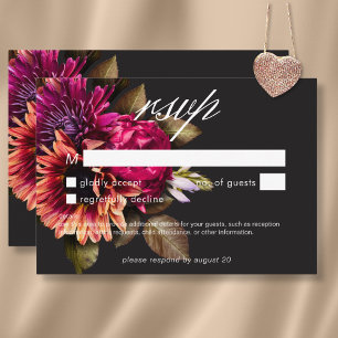 Elegant Moody Vibrant Sunset Bloemen Geen Diner RSVP Kaartje