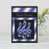 Elegant, mooi blauw Treble Clefs Sweet 16 Kaart (Staand voorkant)