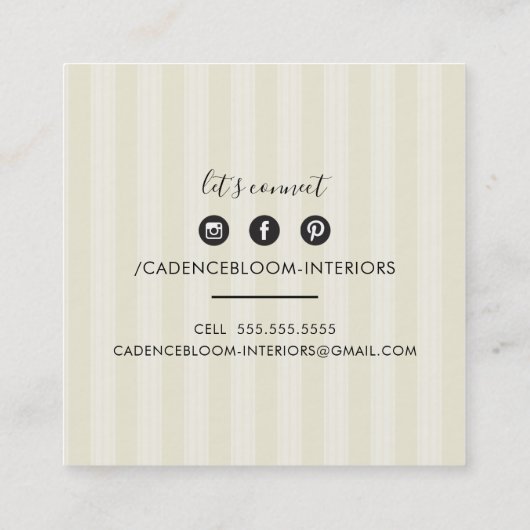 ELEGANT mooi renaissance ivoor Vierkante Visitekaartje (Achterkant)