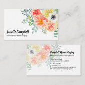 Elegant mooi Waterverf Floral Visitekaartje (Voorkant / Achterkant)