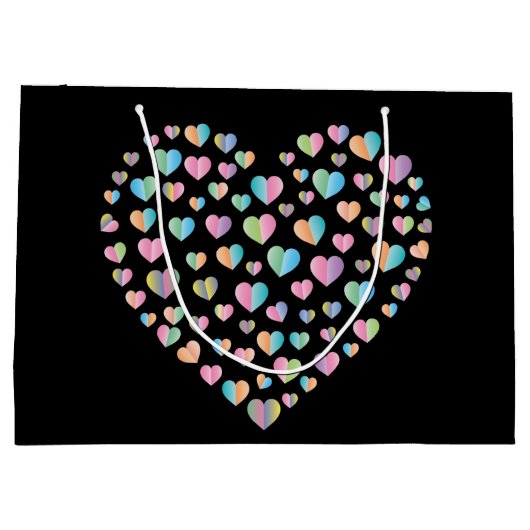 Elegant Mooie Kleurrijke Hartpatroon Ontwerp Groot Cadeauzakje (Achterkant)