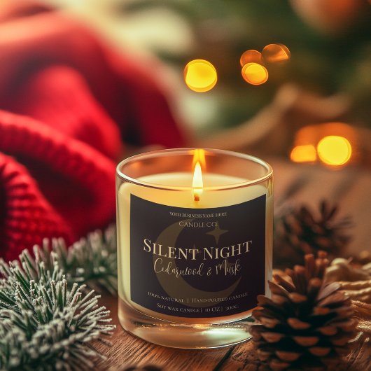 Elegant Moon & Stars Custom Holiday Candle Label
