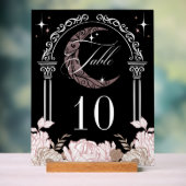 Elegant Moon Stars Floral Quinceañera Table Number (Neutre)