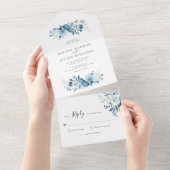elegant moonlight blue bruiloft all in one uitnodiging (Afscheurbaar)