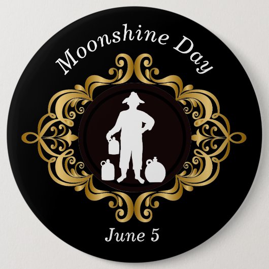Elegant Moonshine Day Black en Gold Button (Voorkant)