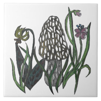Elegant Morel Mushroom Trivet Tegeltje