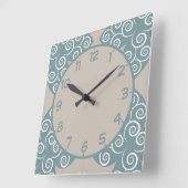 Elegant Moroccan Tegel Blue Silver Pattern Vierkante Klok (Hoek)