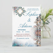 Elegant Moroccan Tile Wedding Invitation (Debout devant)