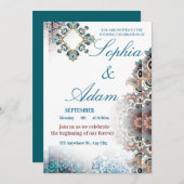 Elegant Moroccan Tile Wedding Invitation (Devant / Derrière)