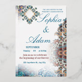 Elegant Moroccan Tile Wedding Invitation Folie Uitnodiging (Voorkant)