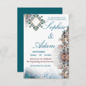 Elegant Moroccan Tile Wedding Invitation Informatiekaartje (Voorkant / Achterkant)