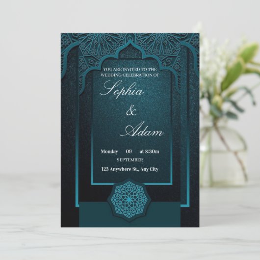 Elegant Moroccan Wedding Invitation (Debout devant)