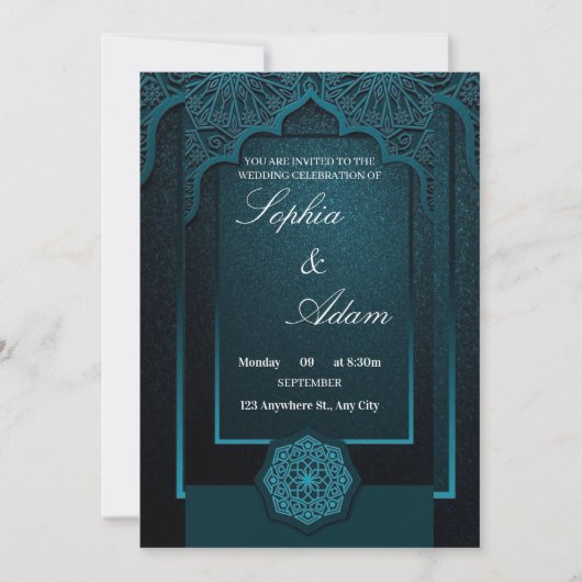 Elegant Moroccan Wedding Invitation Kaart (Voorkant)