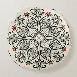 Elegant Moroccan Zellige Floral Round Pillow Rond Kussen
