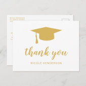 Elegant Mortar Board Gold Afstuderen Hartelijk dan Briefkaart (Voorkant / Achterkant)