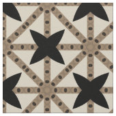 Elegant Mosaic Black & Beige Geometric Pattern Stof (Close Up)