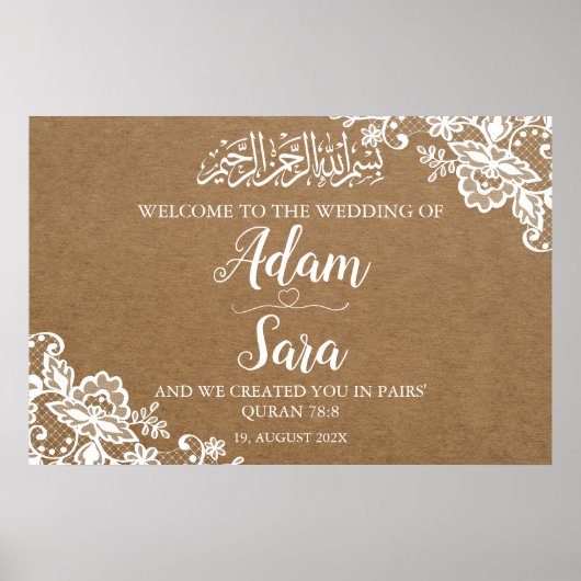 Elegant Moslim Islamitisch Bruiloft Poster (Voorkant)
