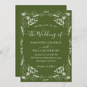 Elegant Moss Green Boho Modern Typography Wedding Kaart (Voorkant / Achterkant)