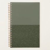 Élégant Moss Green Custom Planner avec Texture (Devant)