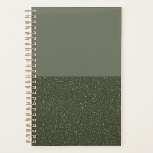 Élégant Moss Green Custom Planner avec Texture (Devant)