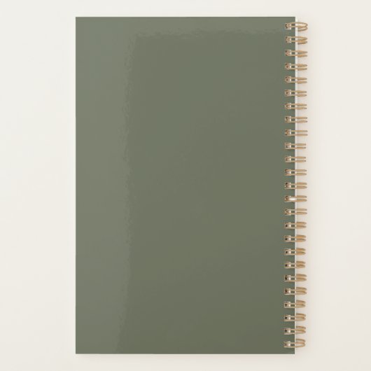 Élégant Moss Green Custom Planner avec Texture (Dos)