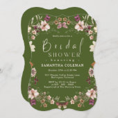 Elegant Moss Green Wildflower Modern Vrijgezellenf Kaart (Voorkant / Achterkant)