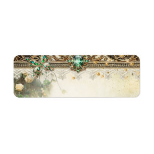 Elegant Moss & Moonlight Emerald Lace Retu Etiket