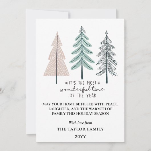 Elegant Most Wonderful Time Christmas Trees Feestdagenkaart (Voorkant)