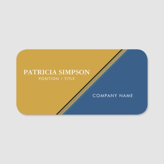 Elegant Mosterd Geel, Monaco Blauw & Goud: Modern Naamplaatje (Voorkant)