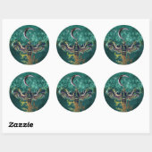 Elegant moth moon emerald night sparagelegant groe ronde sticker (Vel)