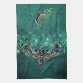 Elegant moth moon emerald night sparagelegant groe theedoek (Verticaal)