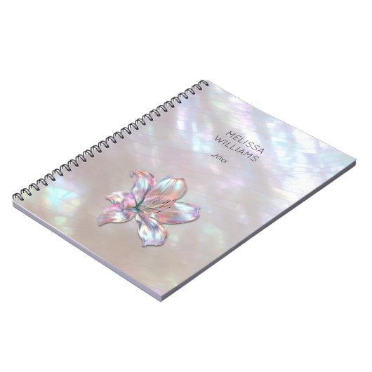 Elegant Mother-of-Pearl Lily Notitieboek (Linkerzijde)