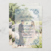 Élégant Motif Baroque Photo Enregistrer La Carte D (Devant / Derrière)